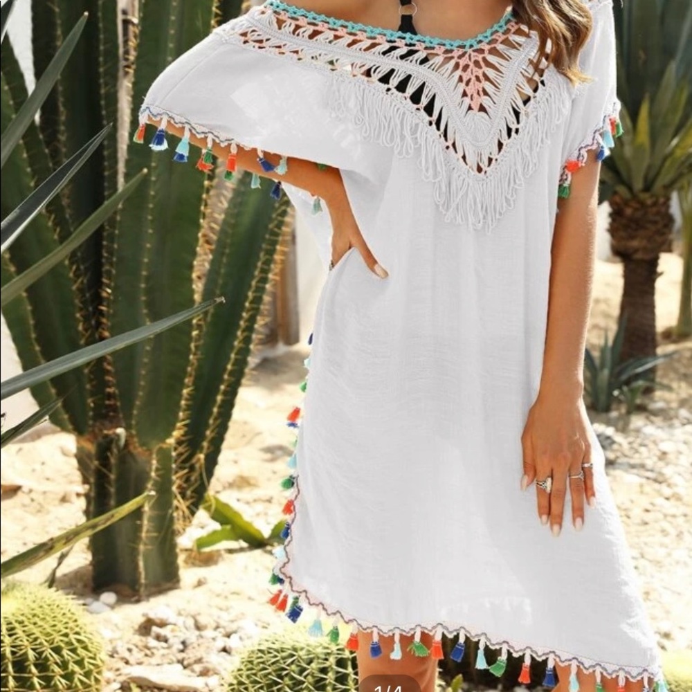 Boho colorful swim coverup